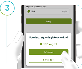 : Zrzut ekranu Kalibruj przegląd glukozy mySugr, zawierający szczegółowe informacje na temat kalibracji rozwiązania CGM.