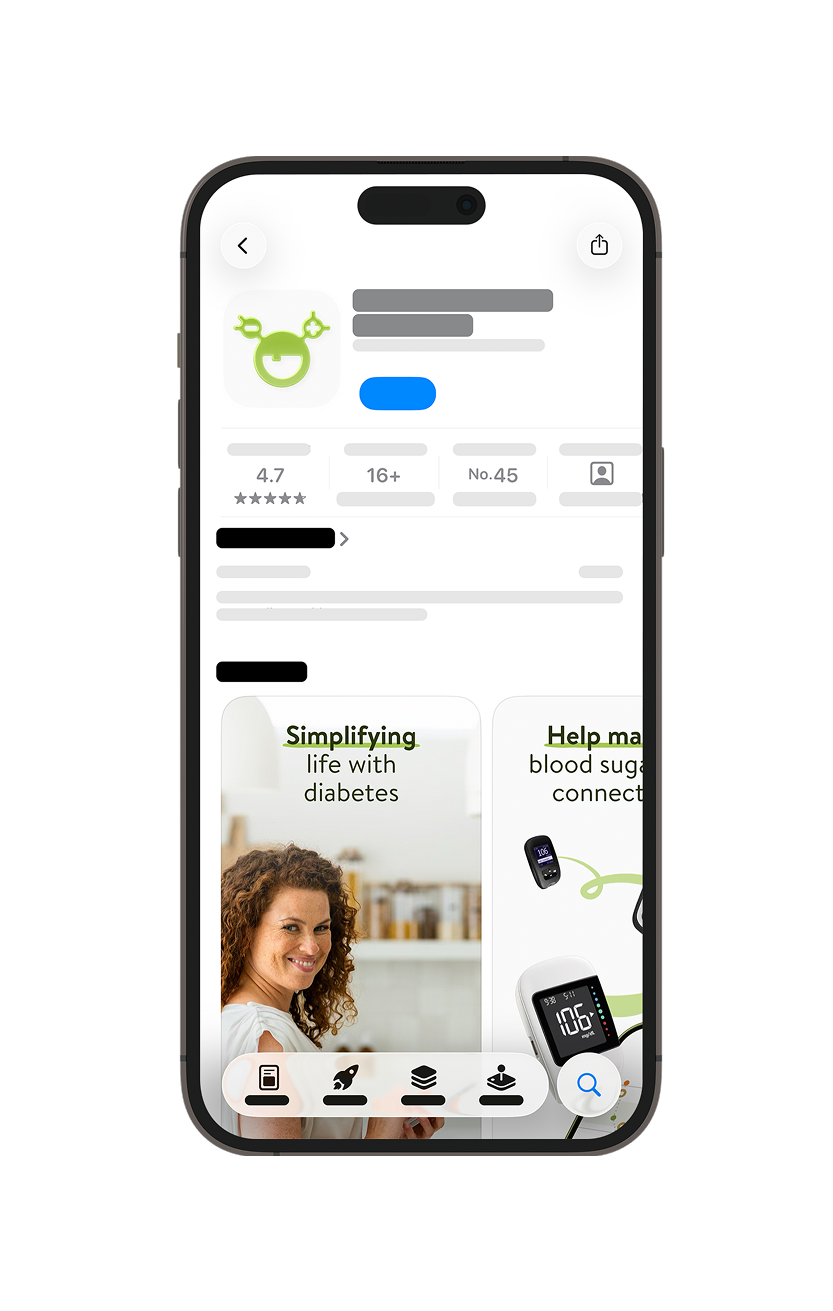 Zrzut ekranu ze strony mySugr w App Store do pobrania aplikacji.