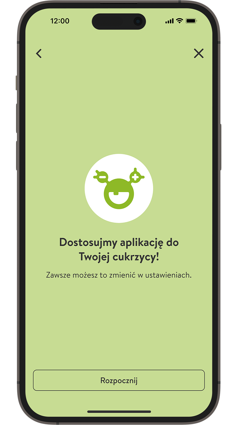 Zrzut ekranu powitalnego konfiguracji aplikacji mySugr.